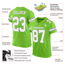 Load image into Gallery viewer, Custom Neon Green White-Gray Mesh Authentic Football Jersey