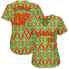 Load image into Gallery viewer, Custom Neon Green Orange-Black 3D Pattern Design Authentic Baseball Jersey