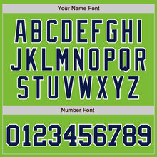 Load image into Gallery viewer, Custom Neon Green Navy-White Authentic Baseball Jersey