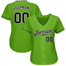 Load image into Gallery viewer, Custom Neon Green Black-White Authentic Baseball Jersey