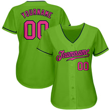 Load image into Gallery viewer, Custom Neon Green Pink-Navy Authentic Baseball Jersey