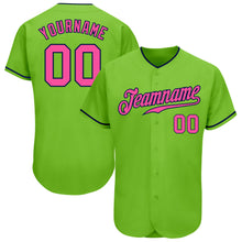 Load image into Gallery viewer, Custom Neon Green Pink-Navy Authentic Baseball Jersey