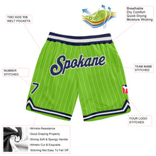 Load image into Gallery viewer, Custom Neon Green White Pinstripe Navy-White Authentic Basketball Shorts