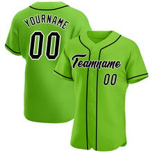 Load image into Gallery viewer, Custom Neon Green Black-White Authentic Baseball Jersey