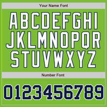 Load image into Gallery viewer, Custom Neon Green Navy Pinstripe Navy-White Authentic Baseball Jersey