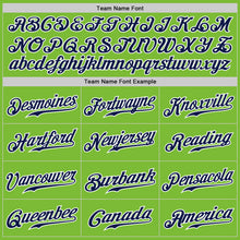 Load image into Gallery viewer, Custom Neon Green Navy Pinstripe Navy-White Authentic Baseball Jersey