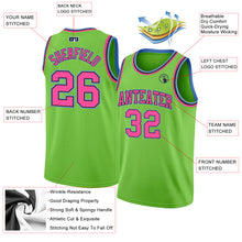 Load image into Gallery viewer, Custom Neon Green Pink-Light Blue Authentic Basketball Jersey