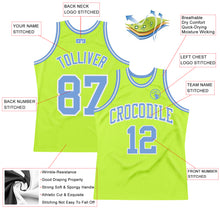 Load image into Gallery viewer, Custom Neon Green Light Blue-White Authentic Throwback Basketball Jersey