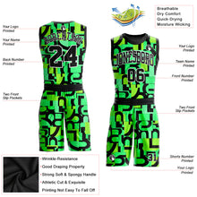 Load image into Gallery viewer, Custom Neon Green Black-White Music Festival Round Neck Sublimation Basketball Suit Jersey