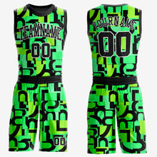 Load image into Gallery viewer, Custom Neon Green Black-White Music Festival Round Neck Sublimation Basketball Suit Jersey