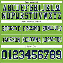 Load image into Gallery viewer, Custom Stitched Neon Green Navy-White Football Pullover Sweatshirt Hoodie