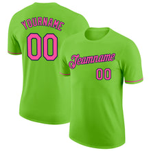 Load image into Gallery viewer, Custom Neon Green Pink-Navy Performance T-Shirt