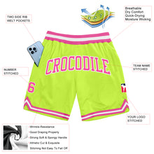 Load image into Gallery viewer, Custom Neon Green Pink-White Authentic Throwback Basketball Shorts