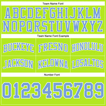 Load image into Gallery viewer, Custom Neon Green Light Blue-White Authentic Throwback Basketball Shorts