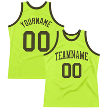 Load image into Gallery viewer, Custom Neon Green Olive Authentic Throwback Basketball Jersey