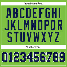 Load image into Gallery viewer, Custom Neon Green White Pinstripe Navy-White Authentic Basketball Jersey