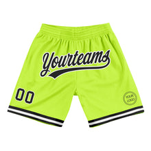 Load image into Gallery viewer, Custom Neon Green Black-White Authentic Throwback Basketball Shorts