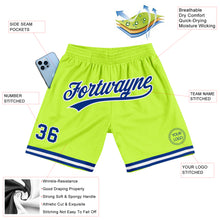 Load image into Gallery viewer, Custom Neon Green Royal-White Authentic Throwback Basketball Shorts