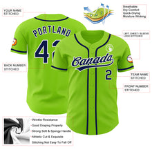 Load image into Gallery viewer, Custom Neon Green Navy-White Authentic Baseball Jersey