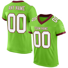 Load image into Gallery viewer, Custom Neon Green White-Burgundy Mesh Authentic Football Jersey