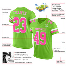 Load image into Gallery viewer, Custom Neon Green Pink-White Mesh Authentic Football Jersey