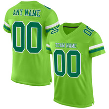 Load image into Gallery viewer, Custom Neon Green Kelly Green-White Mesh Authentic Football Jersey