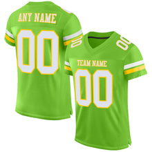 Load image into Gallery viewer, Custom Neon Green White-Yellow Mesh Authentic Football Jersey