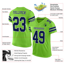 Load image into Gallery viewer, Custom Neon Green Navy-Gray Mesh Authentic Football Jersey