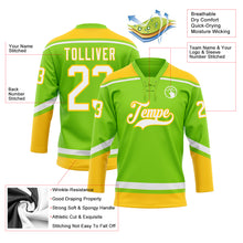 Load image into Gallery viewer, Custom Neon Green White-Yellow Hockey Lace Neck Jersey