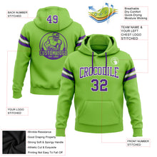 Load image into Gallery viewer, Custom Stitched Neon Green Purple-White Football Pullover Sweatshirt Hoodie