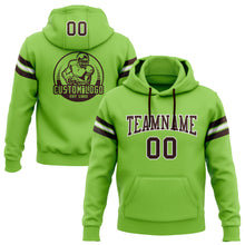 Load image into Gallery viewer, Custom Stitched Neon Green Brown-White Football Pullover Sweatshirt Hoodie