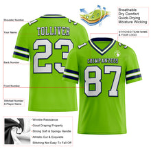 Load image into Gallery viewer, Custom Neon Green White-Navy Authentic Football Jersey