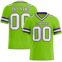 Load image into Gallery viewer, Custom Neon Green White-Purple Authentic Football Jersey