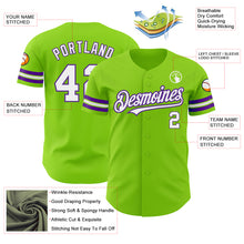 Load image into Gallery viewer, Custom Neon Green White-Purple Authentic Baseball Jersey
