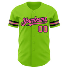 Load image into Gallery viewer, Custom Neon Green Pink-Black Authentic Baseball Jersey