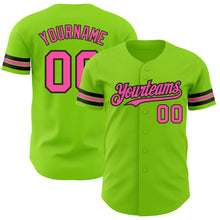 Load image into Gallery viewer, Custom Neon Green Pink-Black Authentic Baseball Jersey
