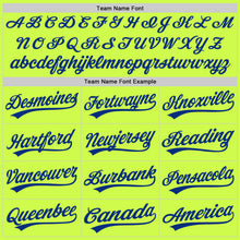 Load image into Gallery viewer, Custom Neon Green Royal-White Authentic Throwback Baseball Jersey