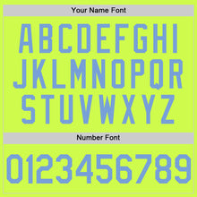 Load image into Gallery viewer, Custom Neon Green Light Blue-White Authentic Throwback Baseball Jersey