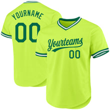 Load image into Gallery viewer, Custom Neon Green Kelly Green-White Authentic Throwback Baseball Jersey