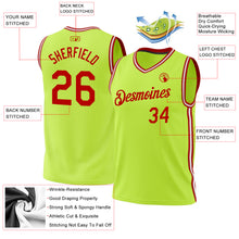 Load image into Gallery viewer, Custom Neon Green Red-White Authentic Throwback Basketball Jersey