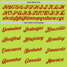 Load image into Gallery viewer, Custom Neon Green Red-White Authentic Throwback Basketball Jersey