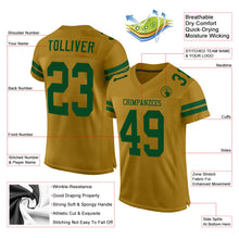 Load image into Gallery viewer, Custom Old Gold Green Mesh Authentic Football Jersey