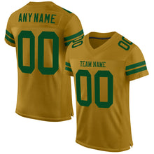 Load image into Gallery viewer, Custom Old Gold Green Mesh Authentic Football Jersey