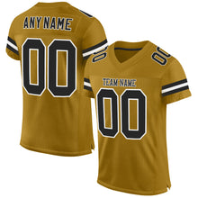 Load image into Gallery viewer, Custom Old Gold Black-White Mesh Authentic Football Jersey