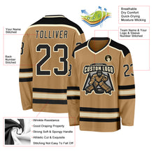 Load image into Gallery viewer, Custom Old Gold Black-Cream Hockey Jersey