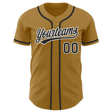 Load image into Gallery viewer, Custom Old Gold Black-White Authentic Baseball Jersey