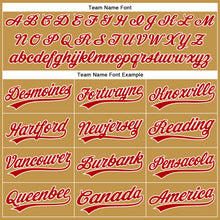 Load image into Gallery viewer, Custom Old Gold Red-White Authentic Baseball Jersey