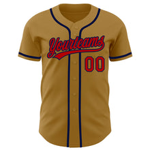 Load image into Gallery viewer, Custom Old Gold Red-Navy Authentic Baseball Jersey