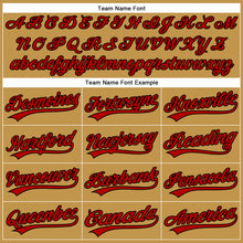 Load image into Gallery viewer, Custom Old Gold Red-Black Authentic Baseball Jersey