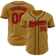 Load image into Gallery viewer, Custom Old Gold Red-Black Authentic Baseball Jersey